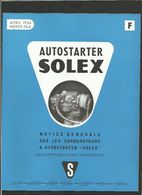 SOLEX Notice Autostarter 1956 - Matériel Et Accessoires