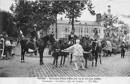 37-TOURS-GRANDES FÊTES D'ETE-JUIN 1908- CAVALCADE - LA LOIRE , CHAR DU COMITE - Tours