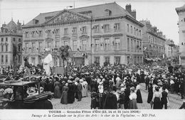 37-TOURS-GRANDES FÊTES D'ETE-JUIN 1908- PASS DE LA CAVALCADE PLACE DES ARTS- LE CHAR DE LA VEGETALINE - Tours