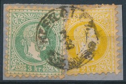 1867 2kr + 3kr ,,MISKOLCZ' A 2kr Bal Oldalon Tépett, Ill. Vágott, Valószín?leg Már Használt Bélyeg újrafelhasználása. Ér - Andere & Zonder Classificatie