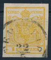 O 1850 1kr HP III. Kadmiumsárga ,,TEM(ESV)ÁR'  Certificate: Steiner - Other & Unclassified