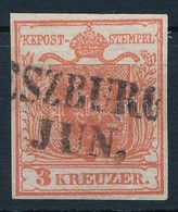 O 1850 3kr HP I A-3 Téglavörös ,,(PRE)SZBURG' Certificate: Steiner - Other & Unclassified