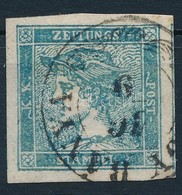 O 1851 Hírlapbélyeg III B Típus, Kék ,,(NAGY)BÁNYA'  Certificate: Steiner - Autres & Non Classés