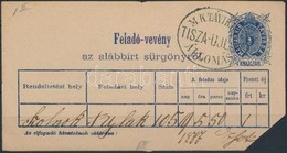 1877 Távirati Feladóvevény / Telegramm Receipt 'TISZA UJLAK' - Andere & Zonder Classificatie