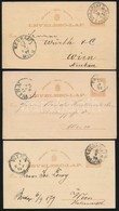 1876 3 Db 2kr Díjjegyes Levelez?lap, Vízjel IV. / 2kr PS-cards - Other & Unclassified