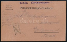 1915 Tábori Lap Magyarországi ,,9021' Némabélyegzéssel ,,K.u.k. Korpstrainpark' - Other & Unclassified