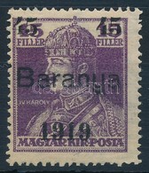 ** Baranya I. 1919 Károly 45f/15f Próbanyomat (25.000) / Proof. Signed: Bodor - Altri & Non Classificati