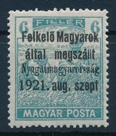 ** Nyugat-Magyarország I. 1921 Magyar Posta 6f Próbanyomat, Bodor Vizsgálójellel - Other & Unclassified
