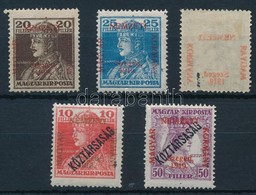 ** * Szeged 1919 5 Klf Károly-Zita érték, Zita 40f Gépszínátnyomattal (21.750) / Mi 23-25, 36, 40. Signed: Bodor - Other & Unclassified