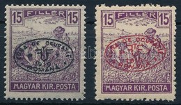 * Debrecen I. 1919 2 Db Arató 15f Piros és Fekete Felülnyomással, Garancia Nélkül (*15.350) - Altri & Non Classificati