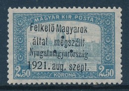 ** Nyugat-Magyarország I. 1921 Parlament 2,50K Hármaslyukasztással Garancia Nélkül (45.000) - Autres & Non Classés
