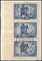 1948 Centenárium 10f Elfogazott Hármascsík Kivágáson - Other & Unclassified