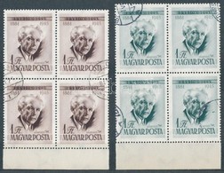 O 1955 Bartók 2 Féle 1Ft Négyestömb Az Ismert Lemezhibával - Andere & Zonder Classificatie