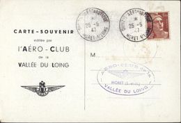 Avion Aviation Aéro Club Vallée Du Loing Moret Seine Marne YT 716b CAD Quinzaine Aéronautique Moret Sur Loing 25 5 1947 - 1960-.... Briefe & Dokumente