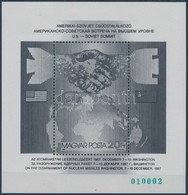 ** 1987 Amerikai-Szovjet Csúcstalálkozó Blokk Feketenyomat Zöld Sorszámmal, A Magyar Posta Ajándéka (6.000) - Andere & Zonder Classificatie