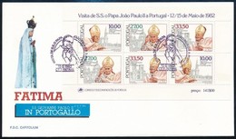 1982 II. János Pál Pápa Látogatása Portugáliában Blokk Mi 36 FDC-n - Other & Unclassified