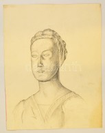 Benczúr Jelzéssel: N?i Portré. Ceruza, Papír, 39×30 Cm - Autres & Non Classés