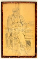 Heller Andor (1904-?): Fáradtan. Ceruza, Papír, Jelzett, üvegezett Keretben, 37×24 Cm - Other & Unclassified