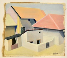 Pittner Jelzéssel: Házak. Olaj, Vászon, 28×31 Cm - Other & Unclassified