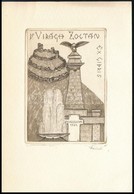 Dániel Viktor (1926- ):Ex Libirs Dr Virág Zoltán. Rézkarc, Papír, Jelzett, 9×6,5 Cm - Andere & Zonder Classificatie