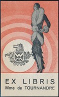 Jelzés Nélkül: Art Deco Ex Libris (Mme De Tournandre). Színes Klisé, Papír, 10×6 Cm - Autres & Non Classés