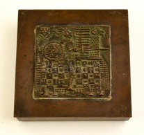 Kopcsányi Ottó (1933-): 'Lovagi' Doboz, Réz Fa Betéttel, Jelzett, 13,5x13,5x2,5 Cm - Other & Unclassified