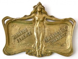 'Hirmann Ferencz Fémárugyára Budapest' Feliratú Szecessziós Réz Tálka, 18×14 Cm - Other & Unclassified
