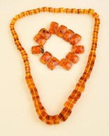 Kocka Alakú Borostyán Nyaklánc 70 Cm + Karköt?. Amber Necklace - Other & Unclassified