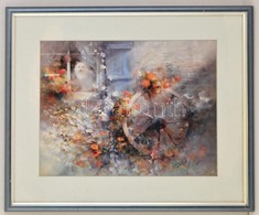 Modern Fa Képkeret Willem Haenraets (1940-) Nyomatával, Bels?:60×50 Cm, Küls?: 64×54 Cm - Autres & Non Classés