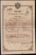 1856 Kétnyelv? útlevél 6kr CM Okmánybélyeggel / Passport With 6kr Document Stamp - Non Classés