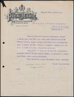 1924 Pick Márk Szalámigyár, Zsiradék és Termény üzlet  Díszes Fejléces Levél, 28x22 Cm - Unclassified