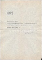 Cca 1977 Major Máté (1904-1986) ) Kossuth-díjas Magyar építész, Egyetemi Tanár, MTA-tag Gépelt Köszön? Sorai és Saját Ke - Other & Unclassified