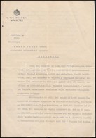 1940 Hivatalos Irat Varga József Iparügyi Miniszter Aláírásával - Sonstige & Ohne Zuordnung