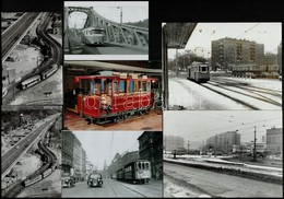 Cca 1980 Budapest, Villamosok Vegyes Tétele, 13 Db Vintage Fotó + 1 Db Képeslap, 13x18 Cm és 9x12 Cm Között - Other & Unclassified