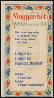 1928 Magyar Hét, Magyar Ipart Támogató Reklám Cédula, 15x8 Cm - Reclame