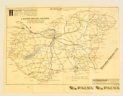 1923 A Magyar Vasutak Hálózata, Térkép Reklámokkal, 29×38 Cm - Andere & Zonder Classificatie
