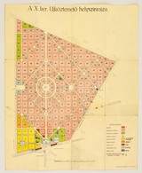 Cca 1930 A X. Kerület Új Köztemet? Helyszínrajza, Hajtott, Kis Szakadásokkal, 46×40 Cm - Andere & Zonder Classificatie