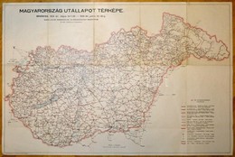 1939 Magyarország útállapot Térképe, 1:600.000, Bp., Klösz, A Hajtás Mentén Szakadással, 72x107 Cm. - Altri & Non Classificati