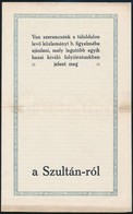 Cca 1910 A Singléri Szultán-forrás Ismertet? Prospektusa - Zonder Classificatie