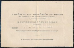 1925 Gy?r, A Gy?ri Hely?rség Tisztikara Meghívója Hely?rségi Táncestélyre, Borítékkal - Unclassified