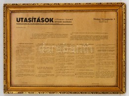 1940 Utasítások Villamos üzem? Felvonók Kezelésére, F?városi Felvonójavító, Kissé Sérült üvegezett Fa Keretben, 28x39 Cm - Unclassified