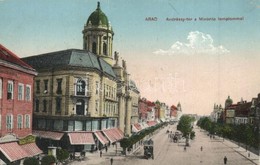 T2/T3 1918 Arad, Andrássy Tér, Minorita Templom, Radó Gyula üzlete, Ruhadíszek / Sqaure, Church, Shops (EK) - Non Classificati