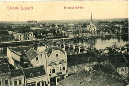 T2/T3 Lugos, Lugoj; Látkép, Híd, Templom. W. L. Bp. 153. / General View, Bridge, Church (apró Szakadás / Tiny Tear) - Unclassified