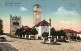 ** T2/T3 Poprád (Tátra), F? Tér, Templom, Csonka-torony, Szobor / Main Square, Church, Tower, Statue  (EK) - Non Classés