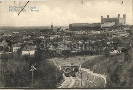 T2/T3 1910 Pozsony, Pressburg, Bratislava; Vasúti Alagút Vonatokkal, Vár / Railway Tunnel With Trains, Castle  (EK) - Non Classés
