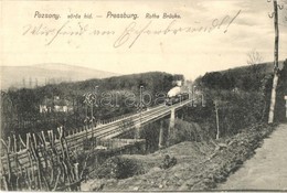 T2 1911 Pozsony, Pressburg, Bratislava; Vörös Híd G?zmozdonnyal / Rothe Brücke / Railway Bridge With Locomotive - Non Classés