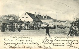 T2/T3 1899 Pozsony, Pressburg, Bratislava; Vásártér, Piac árusokkal, Schicht Reklám, Bassatt Sándor üzlete / Market With - Unclassified