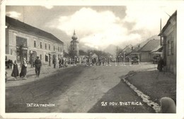 * T2 1939 Vágbeszterce, Povazská Bystrica (Tátra); Utcakép, Templom, Tatra Bank, Bata Cip? Bolt, Vendégl?, Autóbuszok /  - Unclassified