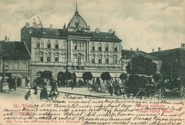 T2/T3 1899 Újvidék, Neusatz, Novi Sad; Mayer Szálloda, Mayer Imre Sörcsarnoka, Piaci árusok. Kiadja Hans Nachbargauer /  - Zonder Classificatie