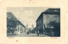 T3 Zombor, Sombor; Zrínyi Utca, üzletek, Kávéház. W. L. Bp. 3738. / Street View, Shops, Café + Militärpflege K.u.K. II.  - Zonder Classificatie